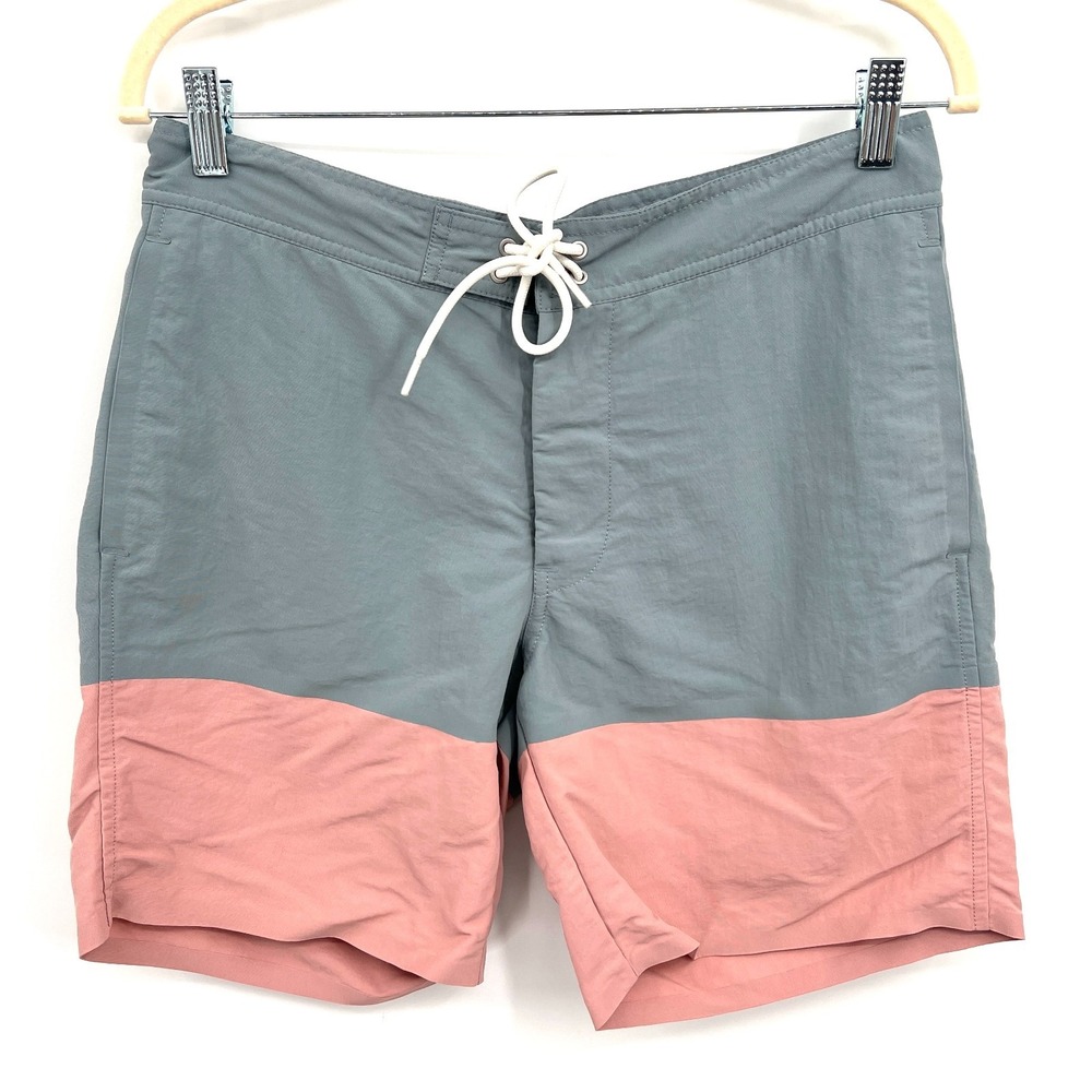 Everlane board shorts colorblock swim suit beach surf gray pink 30